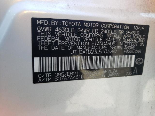2020 LEXUS IS 300 PRE JTHDA1D23L5103287