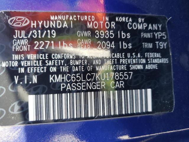 2019 HYUNDAI IONIQ BLUE - KMHC65LC7KU178557