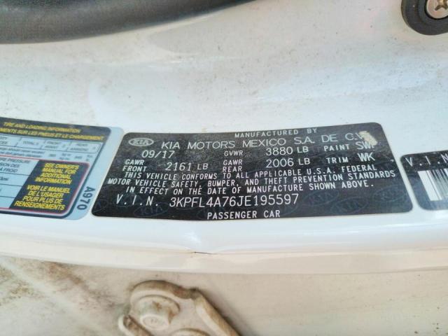 3KPFL4A76JE195597 KIA FORTE LX