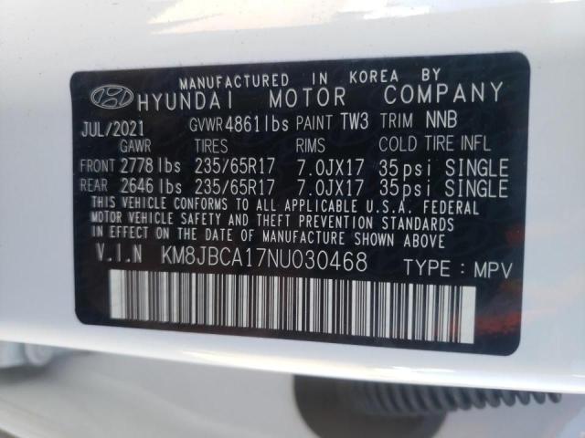 2022 HYUNDAI TUCSON BLU KM8JBCA17NU030468