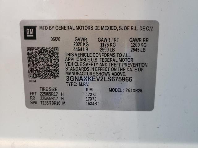 2020 CHEVROLET EQUINOX L 3GNAXKEV2LS675966
