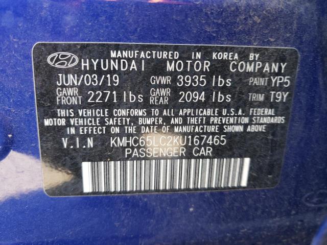 2019 HYUNDAI IONIQ BLUE - KMHC65LC2KU167465