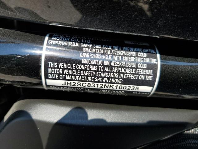2022 HONDA CMX1100 D JH2SC8312NK100235