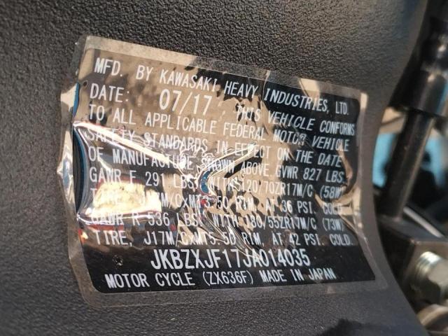 2018 KAWASAKI ZX636 F JKBZXJF17JA014035