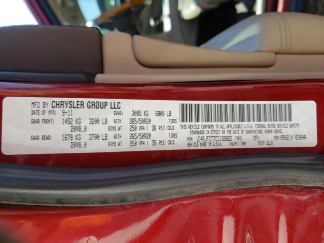 1C4RJFCT7CC133922 Jeep Grand Cherokee Overland