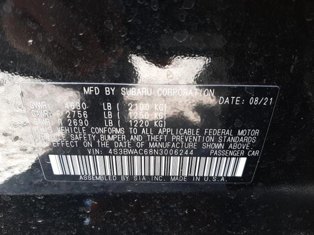 2022 SUBARU LEGACY PRE 4S3BWAC68N3006244