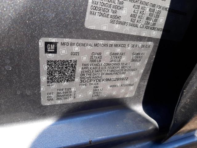 2021 CHEVROLET SILVRK1500 3GCPYDEK9MG289972