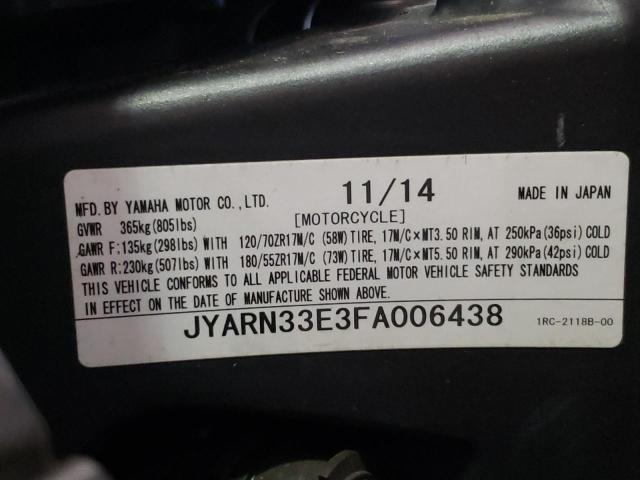 2015 YAMAHA FZ09 JYARN33E3FA006438