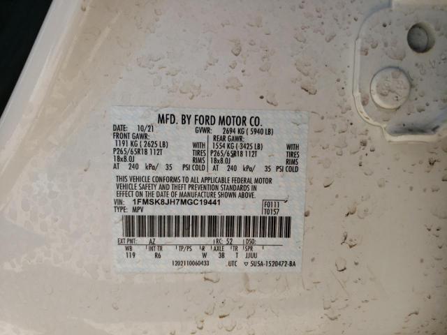 2021 FORD EXPLORER T 1FMSK8JH7MGC19441