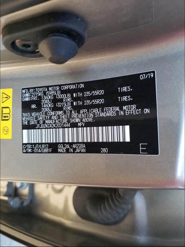 2019 LEXUS RX 350 L JTJDZKCA2K2021444