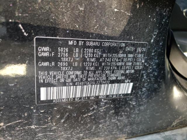 2020 SUBARU OUTBACK ON 4S4BTGKD5L3219432