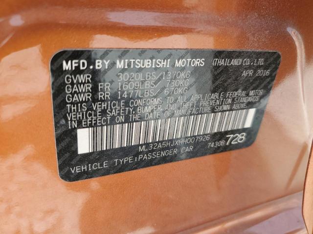 2017 MITSUBISHI MIRAGE GT ML32A5HJXHH007926