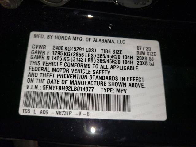 2020 HONDA PASSPORT T 5FNYF8H92LB014877