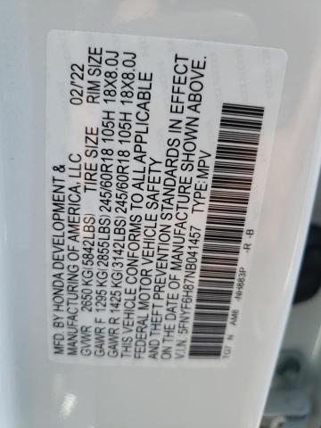 2022 HONDA PILOT TRAI 5FNYF6H87NB041457