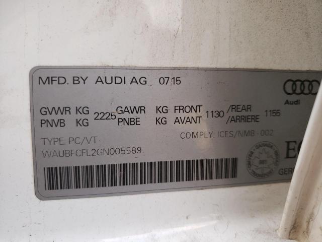2016 AUDI A4 KOMFORT WAUBFCFL2GN005589