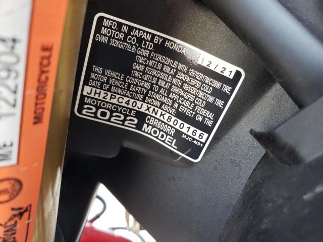 2022 HONDA CBR600 RA JH2PC40JXNK800166