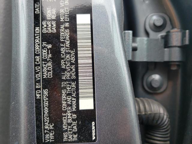 2019 VOLVO S60 T6 R-D 7JRA22TMXKG017585