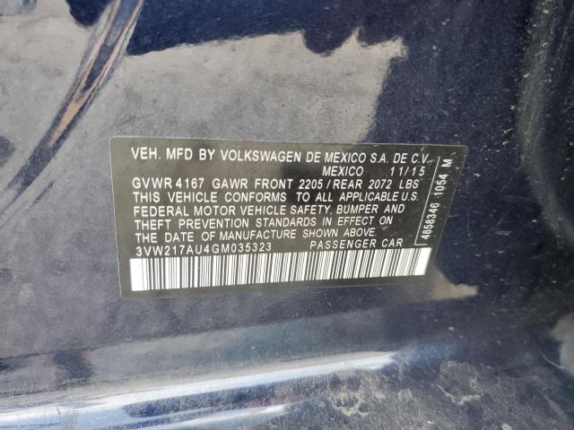 2016 VOLKSWAGEN GOLF S/SE 3VW217AU4GM035323