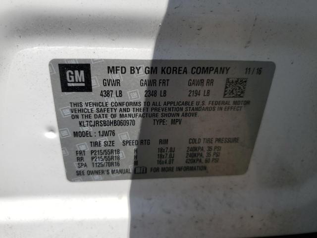 2017 CHEVROLET TRAX PREMI KL7CJRSB0HB060970