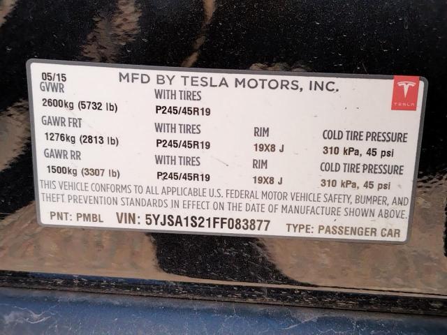 2015 TESLA MODEL S 70 5YJSA1S21FF083877