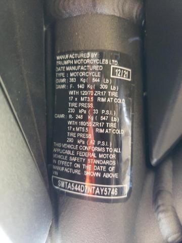 2022 TRIUMPH MOTORCYCLE STREET TRI SMTA544D7NTAY5746