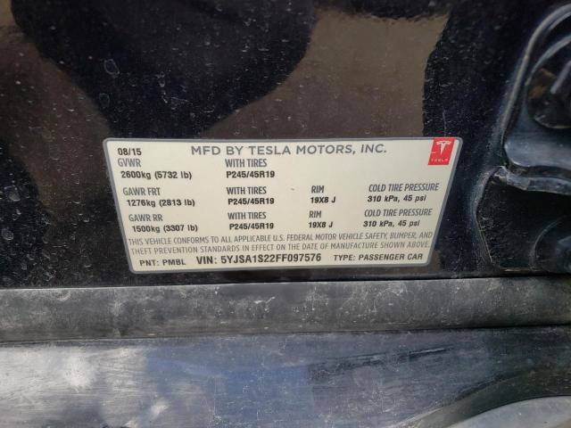 2015 TESLA MODEL S 70 5YJSA1S22FF097576