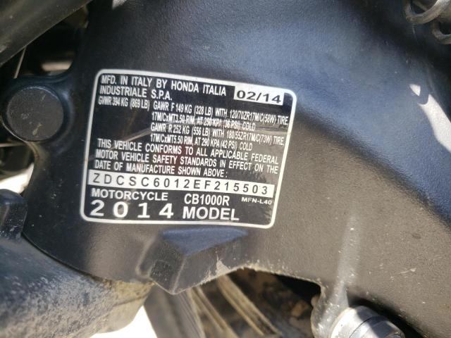 2014 HONDA CB1000 R ZDCSC6012EF215503