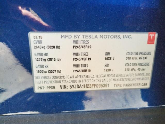 2015 TESLA MODEL S 85 5YJSA1H23FF095391