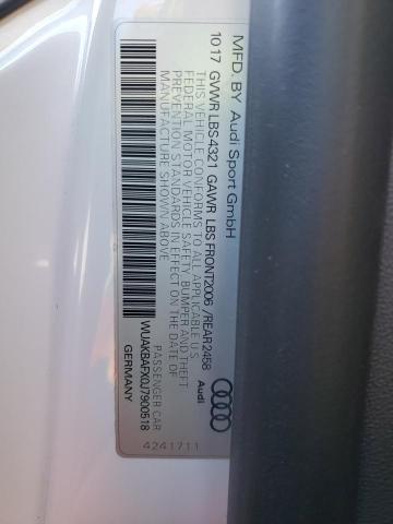 2018 AUDI R8 5.2 PLU WUAKBAFX0J7900518