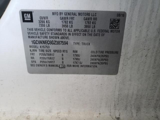 2016 CHEVROLET SILVERADO2 1GCVKNEC6GZ387594