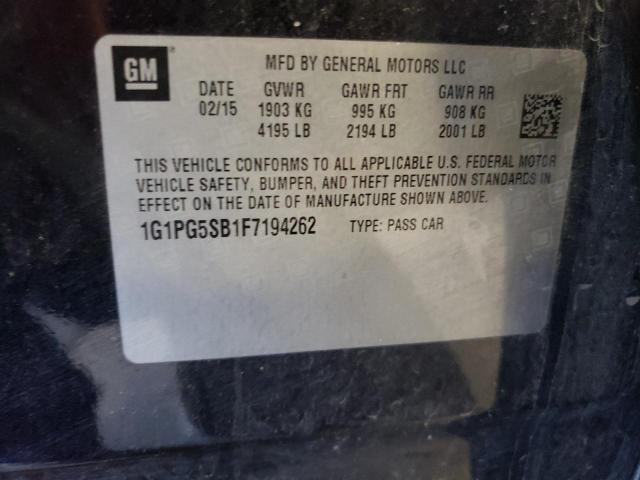 2015 CHEVROLET CRUZ 1G1PG5SB1F7194262