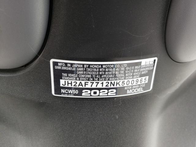 2022 HONDA NCW50 JH2AF7712NK500965