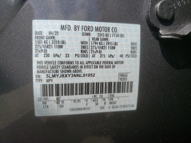 2022 LINCOLN AVIATOR GR 5LMYJ8XY3NNL01052