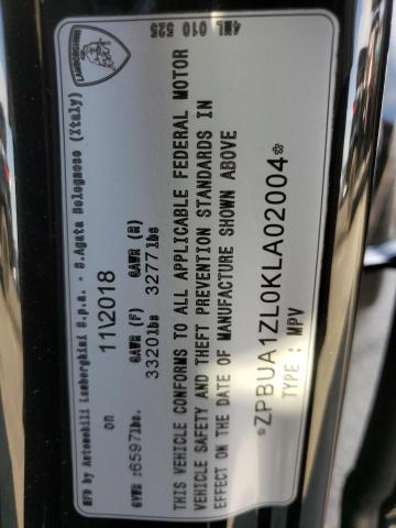 2019 LAMBORGHINI URUS ZPBUA1ZL0KLA02004