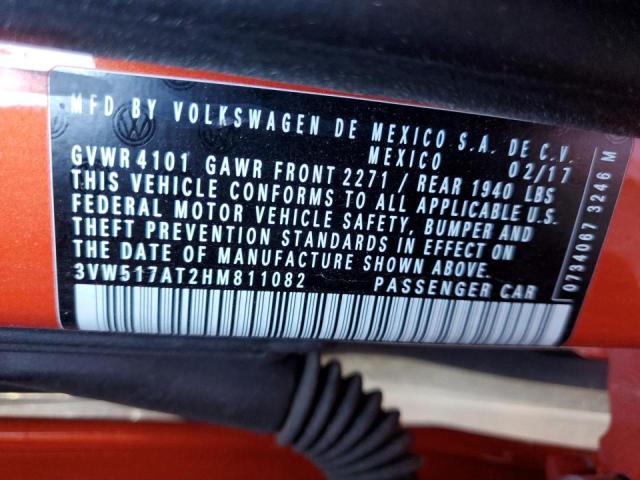 2017 VOLKSWAGEN BEETLE S/S 3VW517AT2HM811082