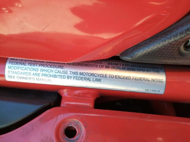 2010 DUCATI 1198 BASE ZDM1XBLW3AB026078