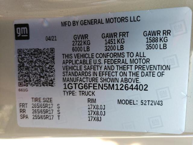 2021 GMC CANYON AT4 1GTG6FEN5M1264402