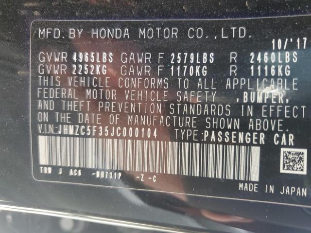 2018 HONDA CLARITY TO JHMZC5F35JC000104