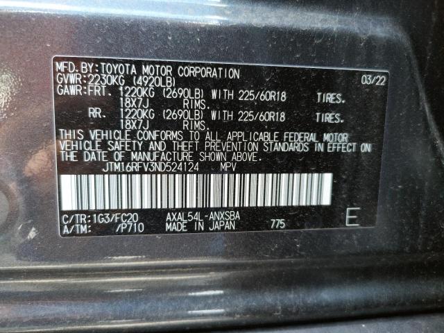 2022 TOYOTA RAV4 HYBRI JTM16RFV3ND524124