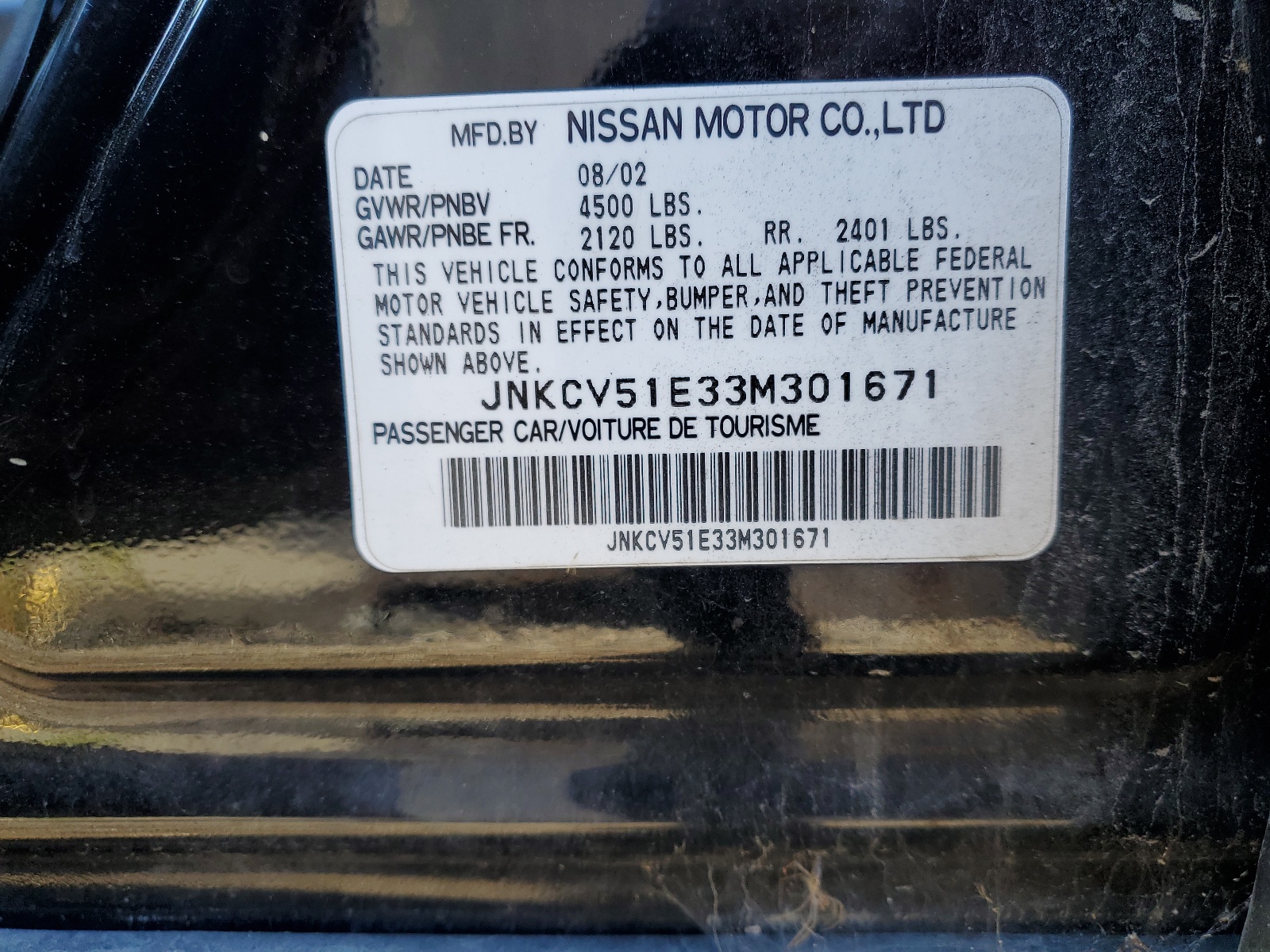 JNKCV51E33M301671 2003 Infiniti G35