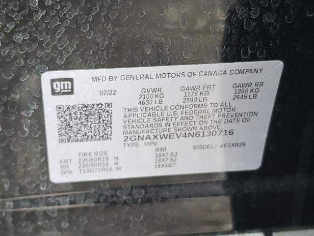 2022 CHEVROLET EQUINOX RS 2GNAXWEV4N6130716