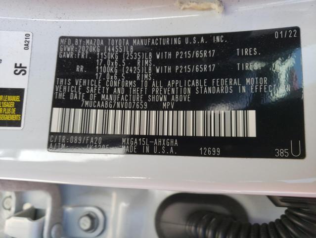 2022 TOYOTA COROLLA CR 7MUCAABG7NV007659