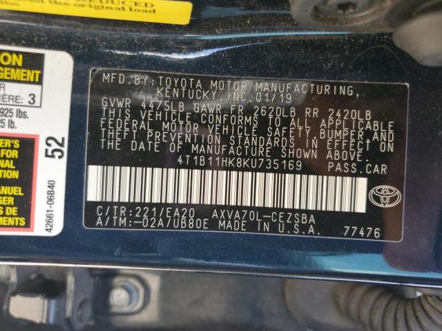 2019 TOYOTA CAMRY L - 4T1B11HK8KU735169