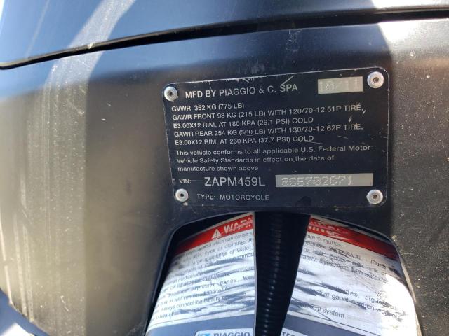 2012 VESPA GTS 300 SU ZAPM459L8C5702671