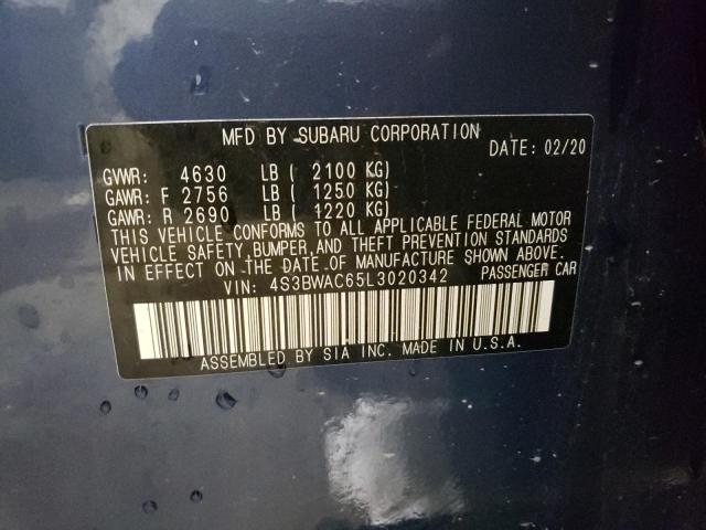 2020 SUBARU LEGACY PRE 4S3BWAC65L3020342