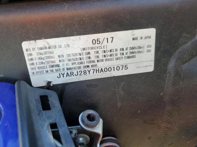2017 YAMAHA YZFR6 C JYARJ28Y7HA001075