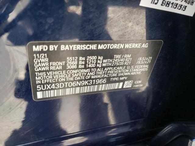2022 BMW X4 M40I 5UX43DT06N9K31966