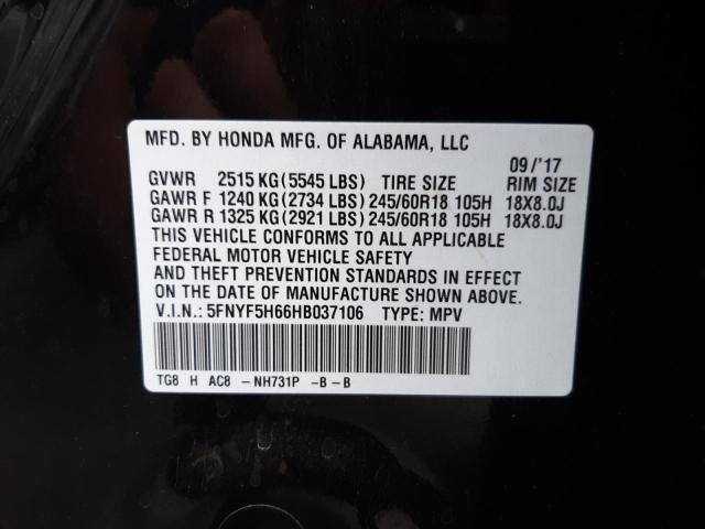 2017 HONDA PILOT EXL - 5FNYF5H66HB037106