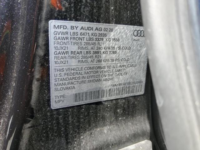2020 AUDI Q8 PREMIUM WA1BVAF15LD020431