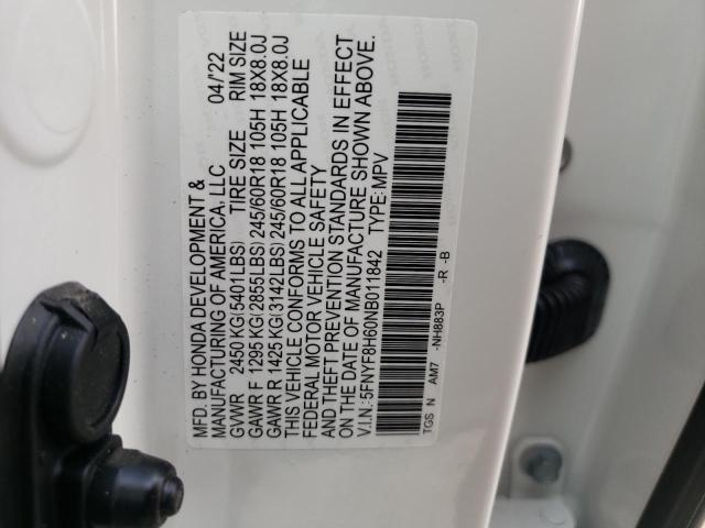 2022 HONDA PASSPORT T 5FNYF8H60NB011842